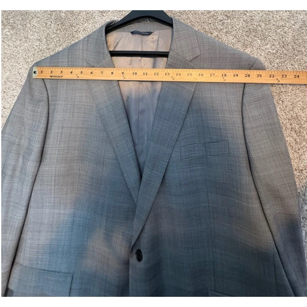 Ralph Lauren Blazer Sport Coat Mens 46R‎ Gray Glen Plaid Two Button Jacket